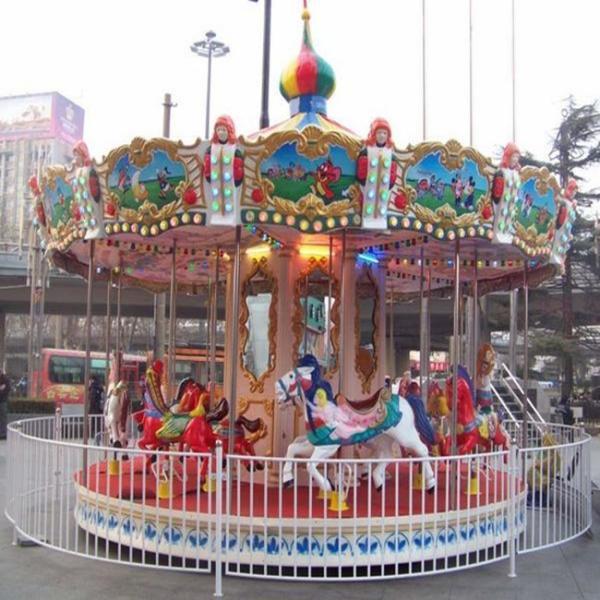 Colorful Theme Park Carousel Mini Fairground Rides 1.2 M/S Speed 380V Voltage