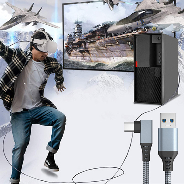 20FT VR Headset Type A To C USB 3.1 Charging Cable 5Gbps Nylon Braided