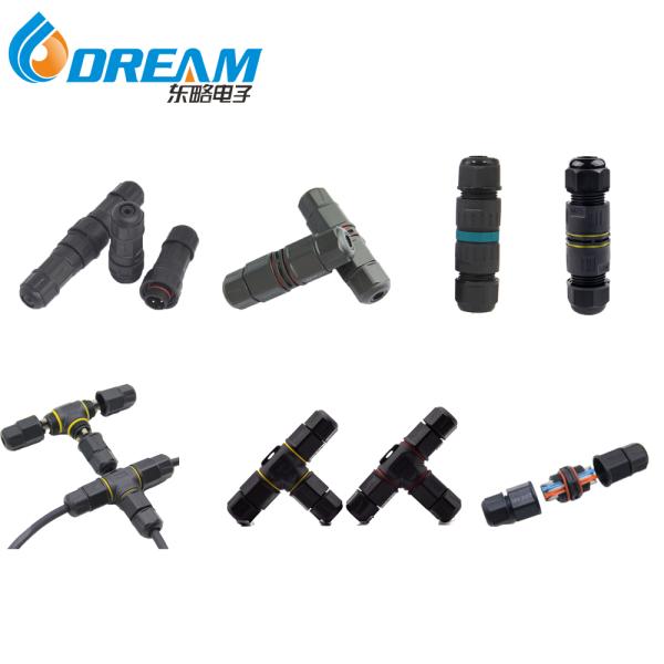 Pa66 3pin Waterproof Cable Connector Ip68 Male/Female Electrical Connector for Outdoor