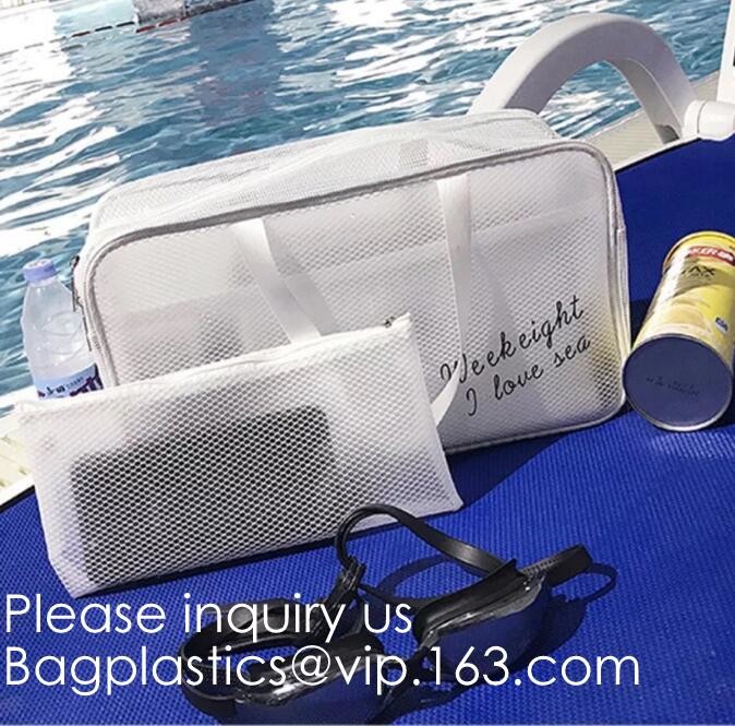 Double Layer Waterproof Storage Transparent Pvc Cosmetic Bag Pouch With Handle,Fashion Cute Girl'S Glitter Pvc Cosmetic