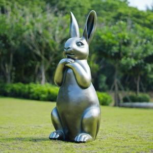 China Bronze Rabbit Decorative Metal Sculpture Bronze Rabbit Garden Statue on sale