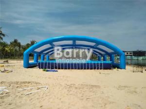 China Blue And White Inflatable Shelter Tent For Metal Frame Pool Beach on sale