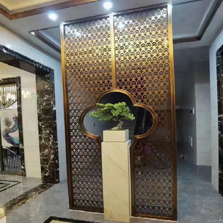Luxury golden peacock figure decorative room divider wall panel