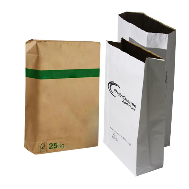 Food Grade 3layer Pasted Valve Multiwall Paper Bags 25kg Flexo Printed
