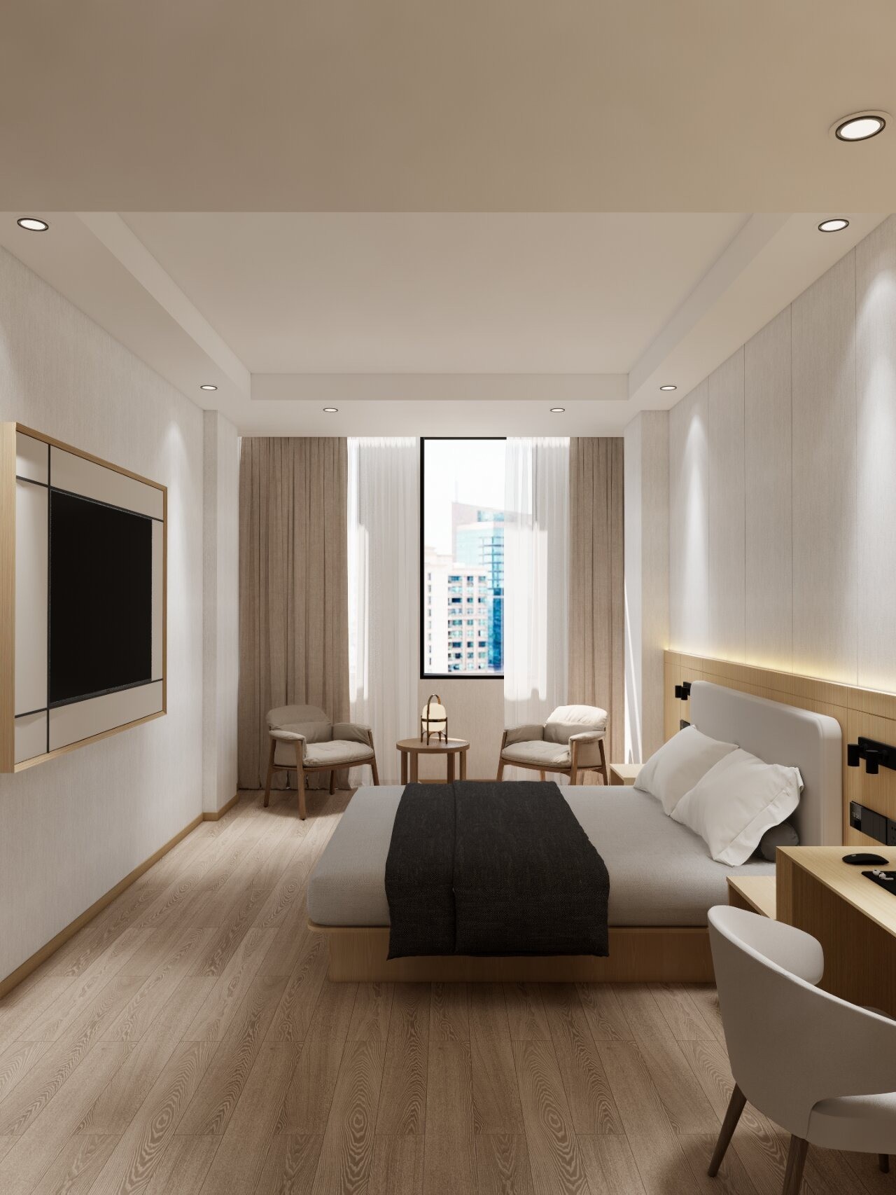 High Grade Hotel Bedroom Furniture Artificial Leather Eco - Friendly Panel