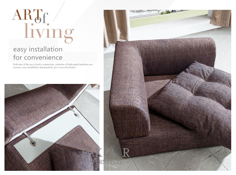Living Room Couch Linen Fabric Sectional Sofa Set Designs AW-827