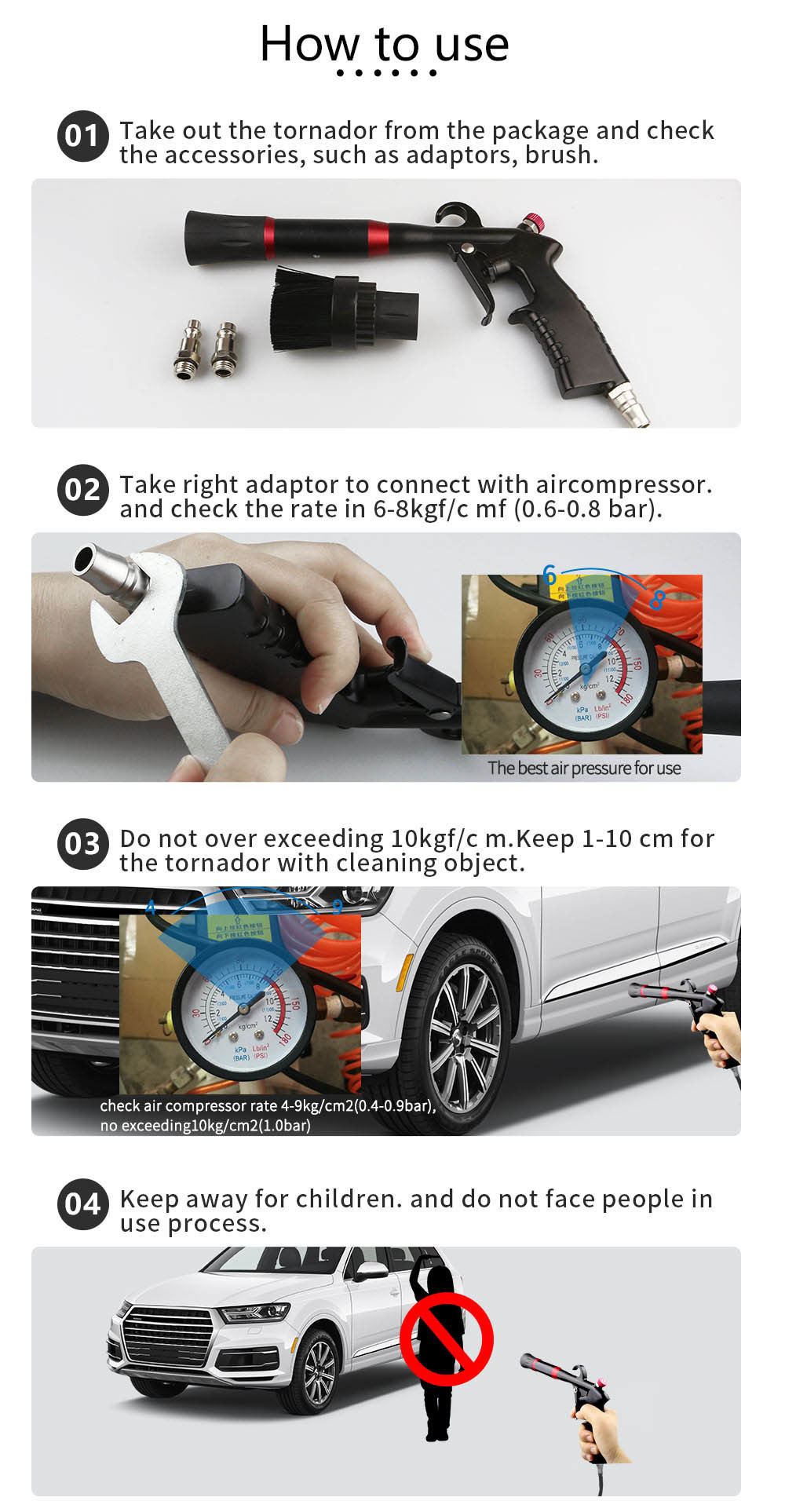 High Power Black Dry Tornador Car Foam Cannon With ISO-9001 Certification