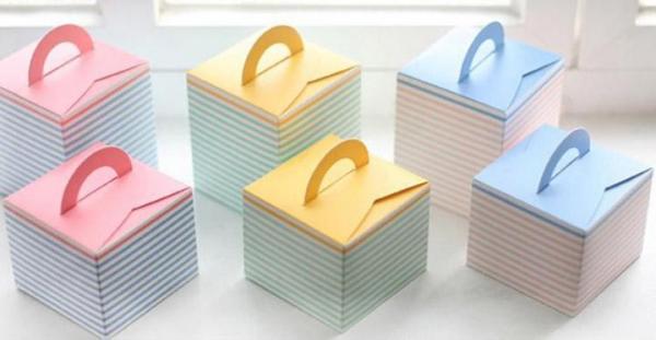 Cheap Folding Pink Paper Box Packaging With Handle , Custom Design Colorful Cake Box for sale