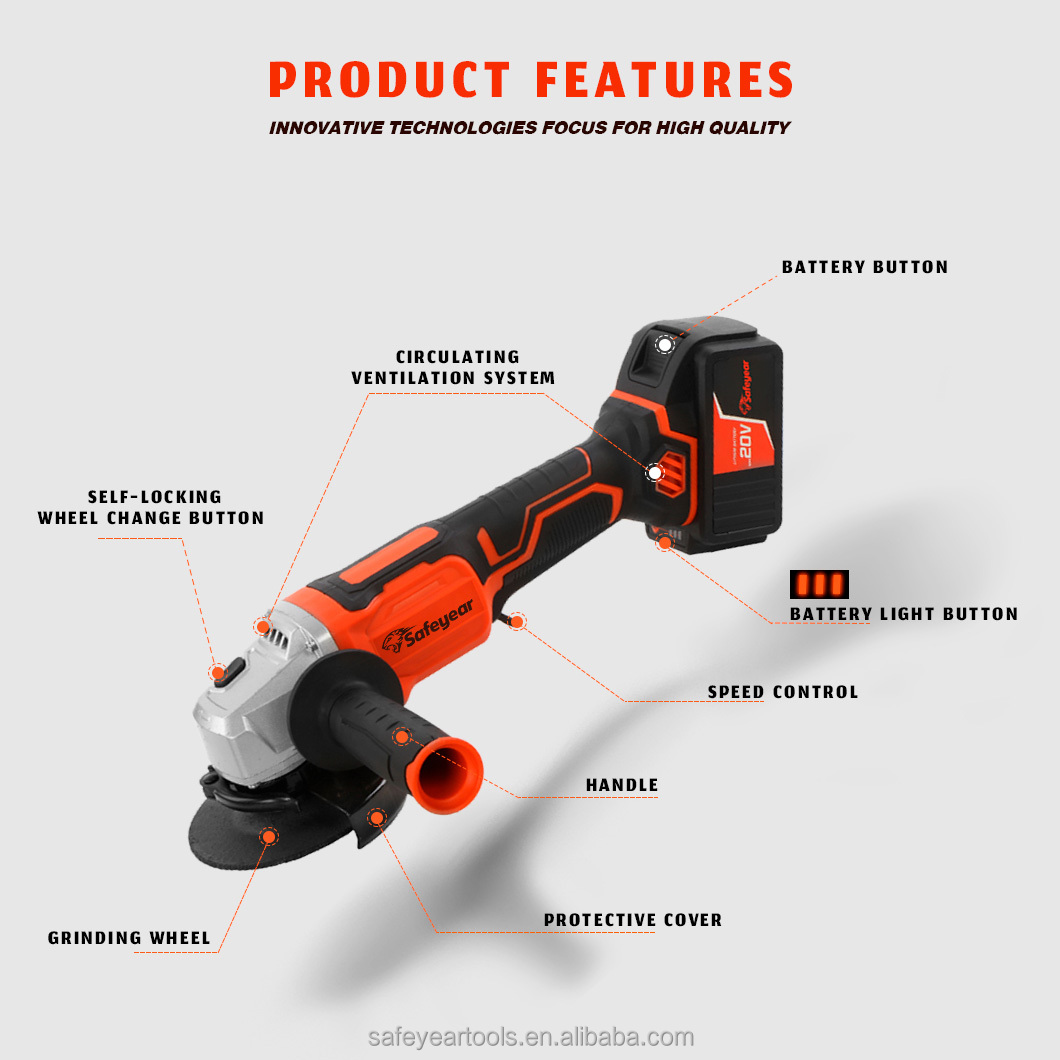 20V Four And A Half Inch Angle Grinder Mini Angle Grinder Cordless 50mm Electric Powered Tools