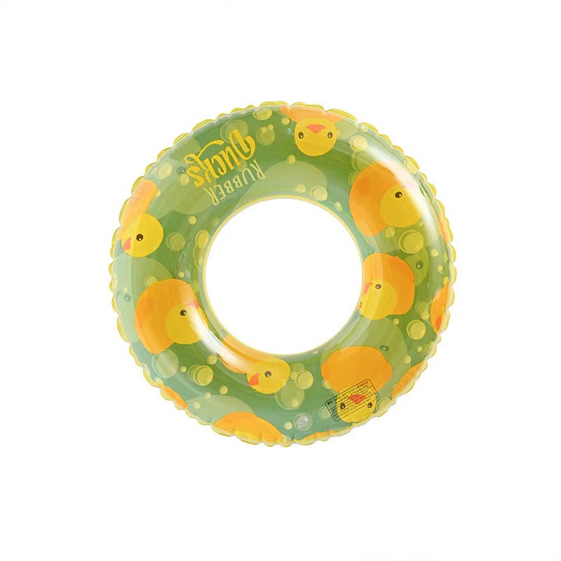 Unisex Inflatable Swim Rings for Kids Cartoon Duck Design Rollover Prevention Pool Float Tubes