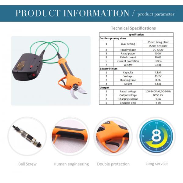 Swansoft 800g 3.5CM Electric Pruning Shears Garden Scissors Secateurs with 43.2V 4.8Ah Battery
