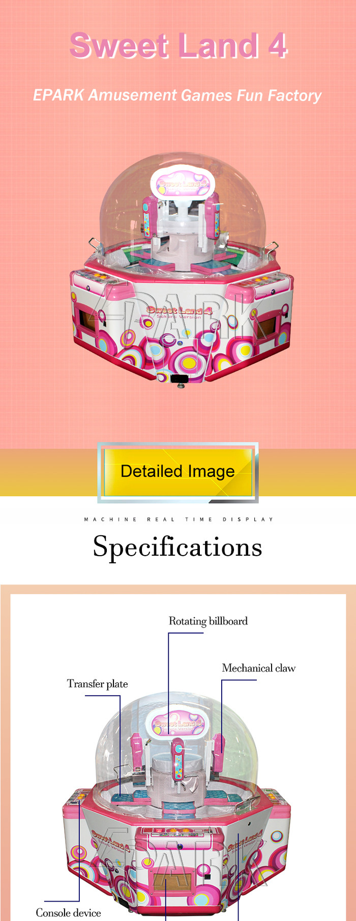 Funny Sweet Land 4 Players Toy Stacker Game Machine Simulator 12 Months Warranty