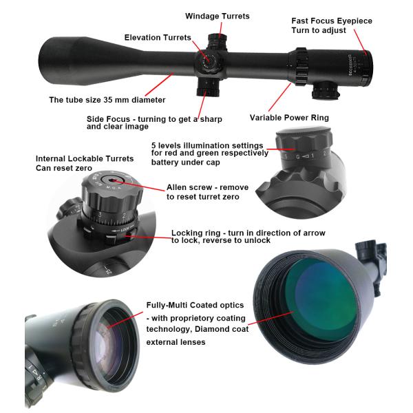 1/8" MOA Long Range Precision Shooting Scopes 4-48x65mm