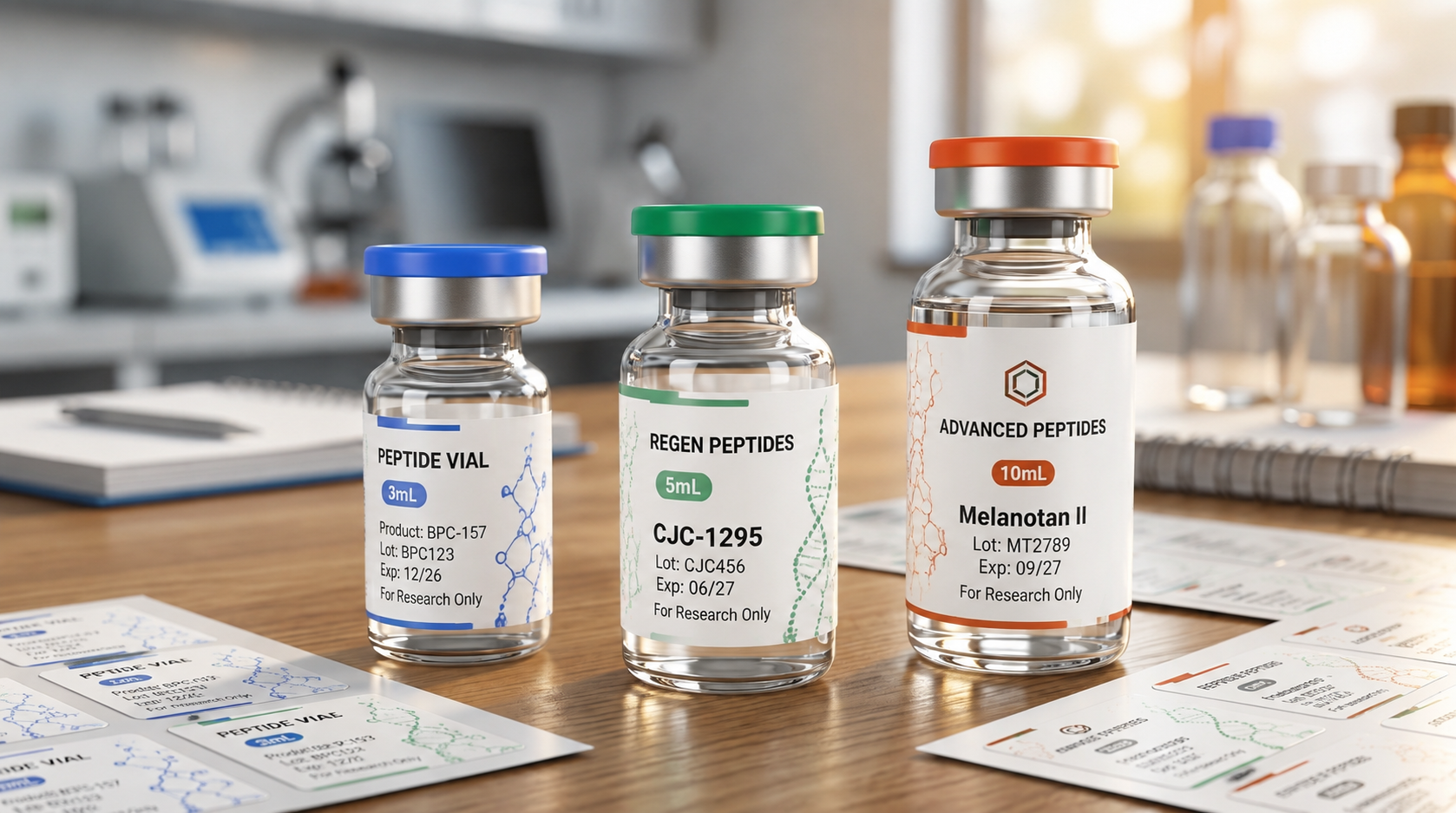 Peptide Bottle Labels Brand Customized Refrigerated Research Vials Direct Factory Price Fast Delivery