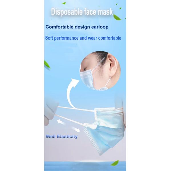 Medical Protective Non Woven Disposable Mask Three Layers High BFE Breathable