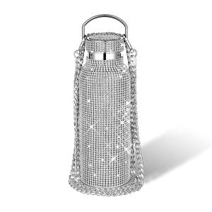 China Diamond Bling Rhinestone Stainless Steel Thermal Bottle Refillable With Chain on sale