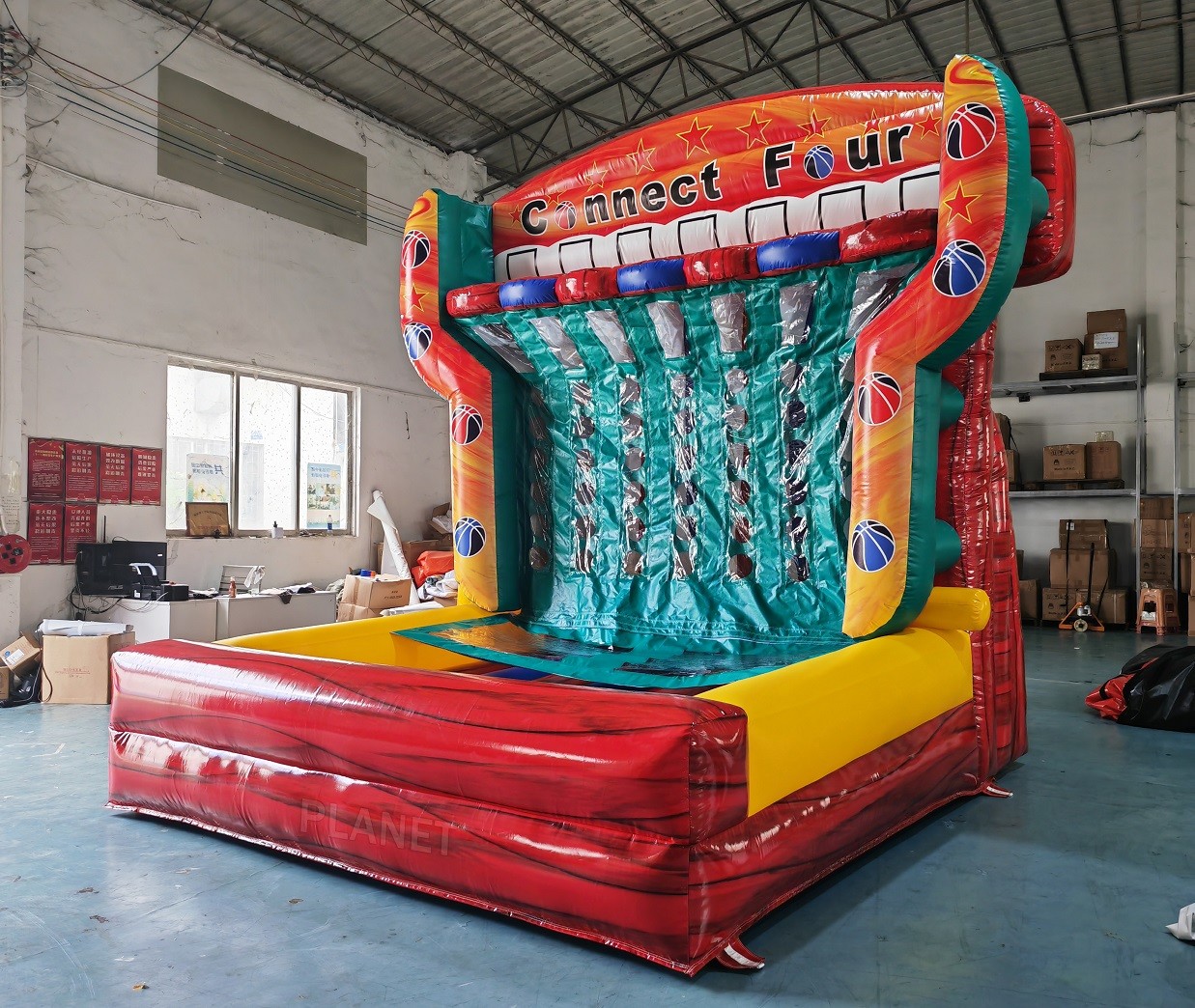 Giant Inflatable Outdoor Sports Games Connect 4 Four Basketball Shooting Game With Air Blower