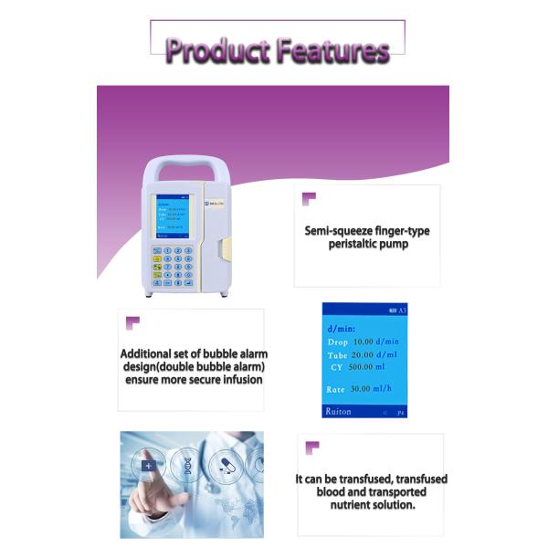 Safety Design Peristaltic Infusion Pump Electric Portable IV Infusion Pump For Patient