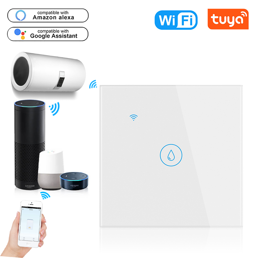 Glomarket Smart Home Remote Voice Control Touch Panel Water Heater Switch Tuya Wireless Wifi Boiler Switch