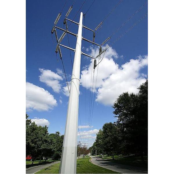 Hot Dip Galvanised Electrical Power Transmission Poles Transformer Mast Steel