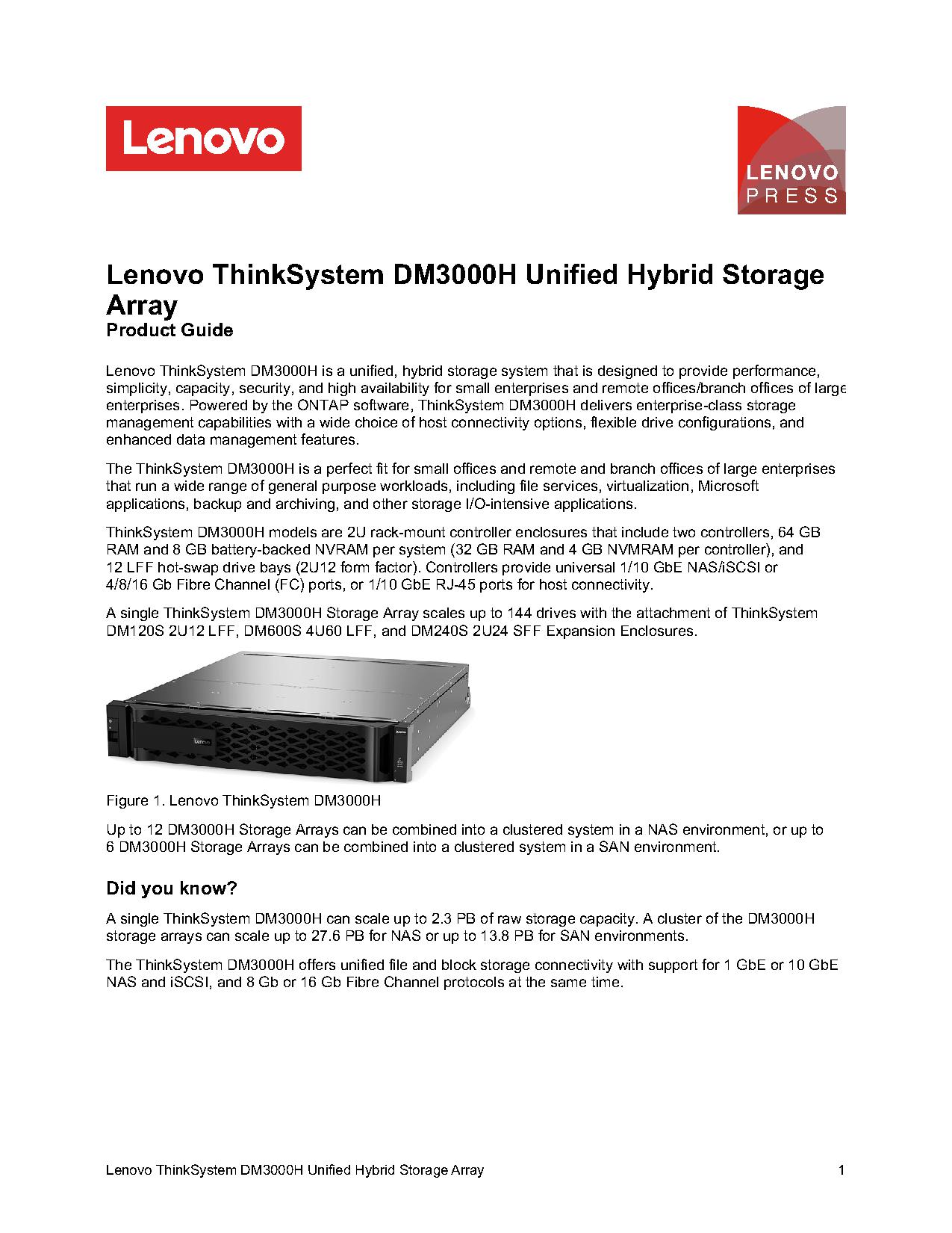 L-enovo DM3000H Professional data storage equipment(12*16T)