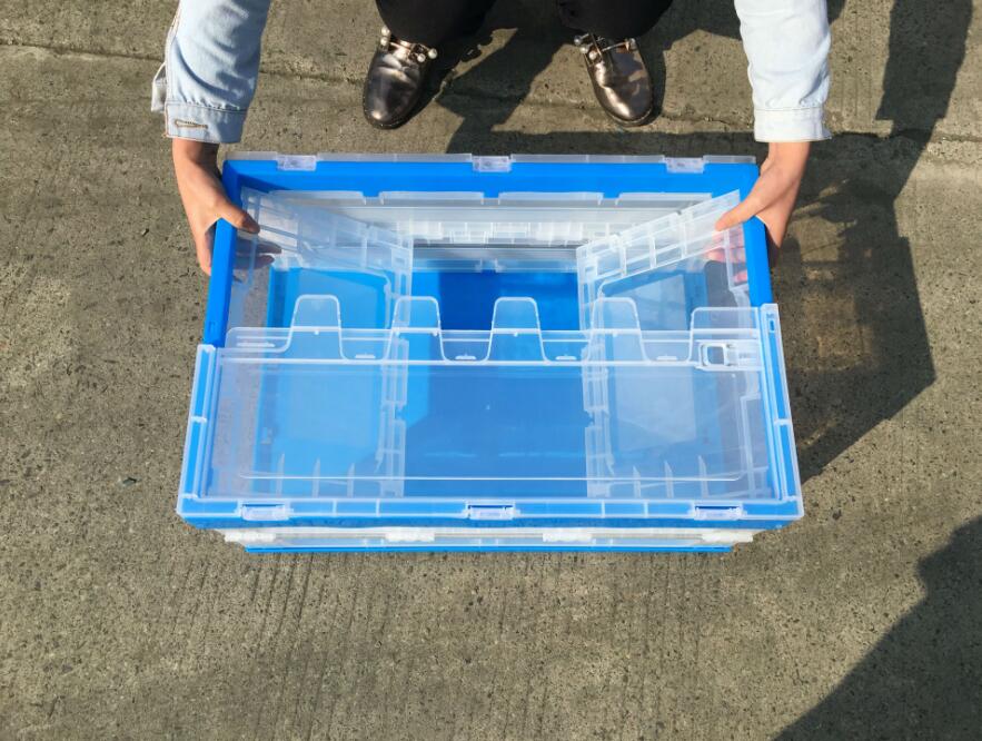 Transparent Plastic Foldable Container With Handles Maximizing Space 600 - 320