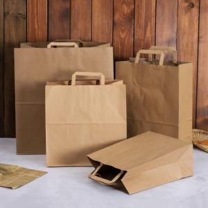 Quality 250gsm 300gsm Biodegradable Disposable Tableware Brown Paper Bags With Handles wholesale