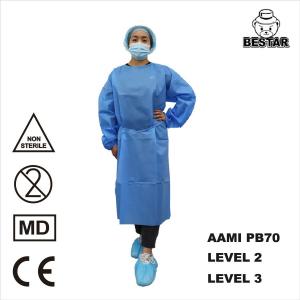 China SMS Hospital Sterile Disposable Isolation Gown EU2017/745 AAMI PB70 Level 3 on sale