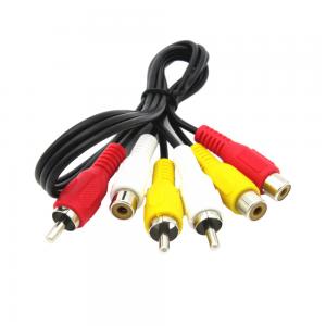 China Male To Female Video Audio Cables , 3 Rca AV Cable For Sound Speaker Projector on sale