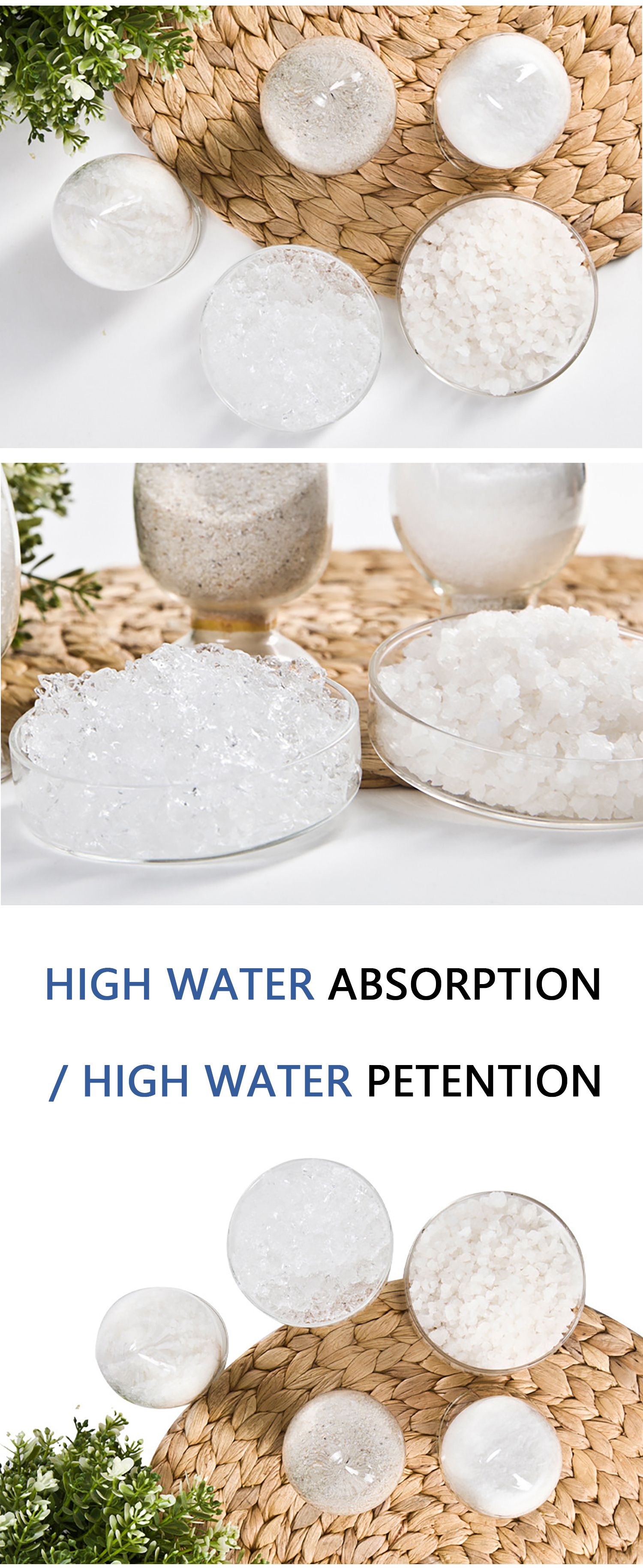 Agriculture Potassium Polyacrylate Hydrogel For Plants Superabsorbent Water Absorbing Crystals