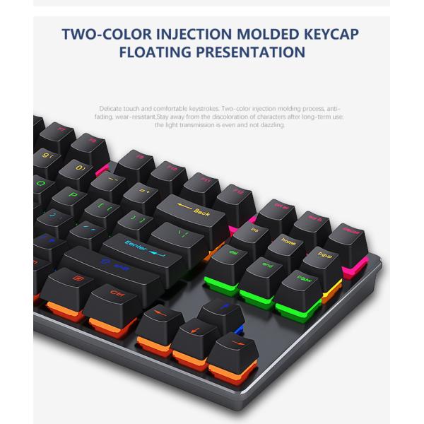 87 Keys Double Injection Keycap Red Axis Wired Keyboard With Metal Panel for Needs