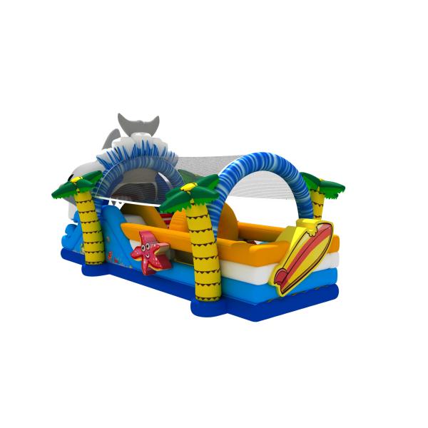 Shark Themed Inflatable Obstacle Courses Indoor Bounce House For Kids