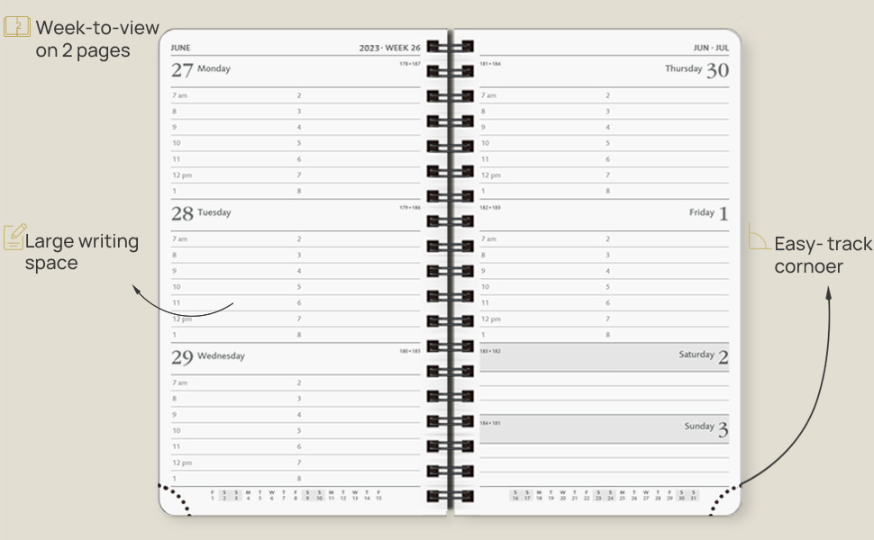 Mini Size Spiral Agenda Pink 2023 Weekly Planner , Daily Weekly Planner 2023 2024