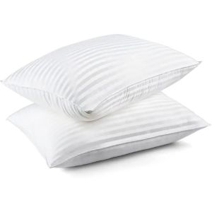 Buy cheap Rectangle Soft White Cotton Pillow Satin Stripe Hypoallergenic Polyester Filling from wholesalers