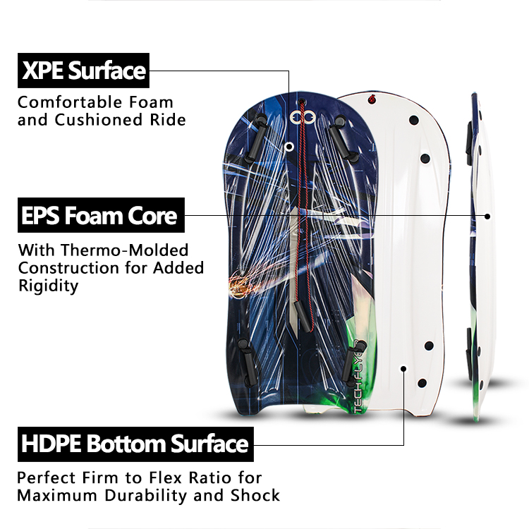 EPS Core Snow Sleds for Adult Winter Skiing Plastic Snowboard With Handle Pull Rope