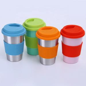 China 8oz 12oz 16oz Stackable Coffee Stainless Steel Thermos Cup With Silicone Lid on sale