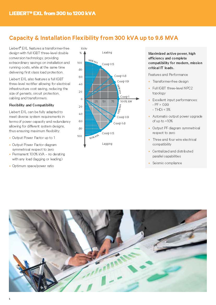 Power Level 400KVA Vertiv Liebert EXL Online PF 1 Tower UPS for Telecommunications