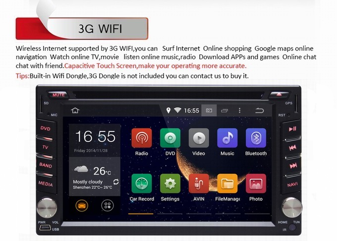Ouchuangbo Pure Android 4.4 GPS Navigation for Universal Car DVD Multimedia Kit 3G Wifi Bluetooth OCB-2812C