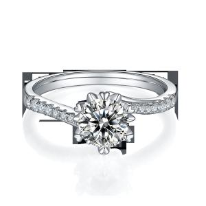 China 1.30CT White Moissanite  And  Sapphire Platineve Diamonds Jewelry  Engagement Women Ring on sale