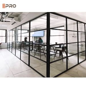 Movable Soundproof Modern Office Partitions Panels 108mm Fireproof Glass Wall