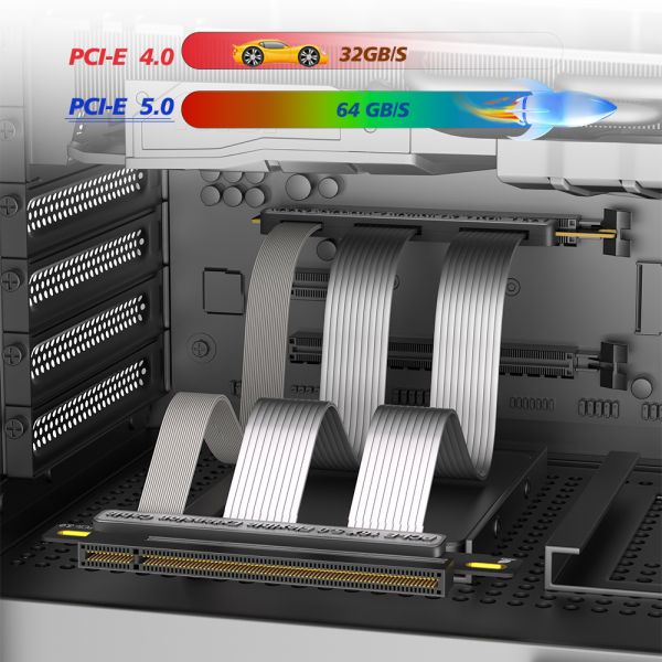 PCI-E 5.0 16X Riser Cable with Anti-electromagnetic Interference and 20cm Length for GPU Extension