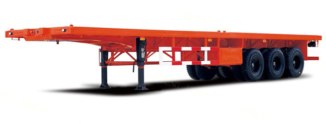 Tri axle flat bed 40ft Container Semi Trailer With Front Fence optional