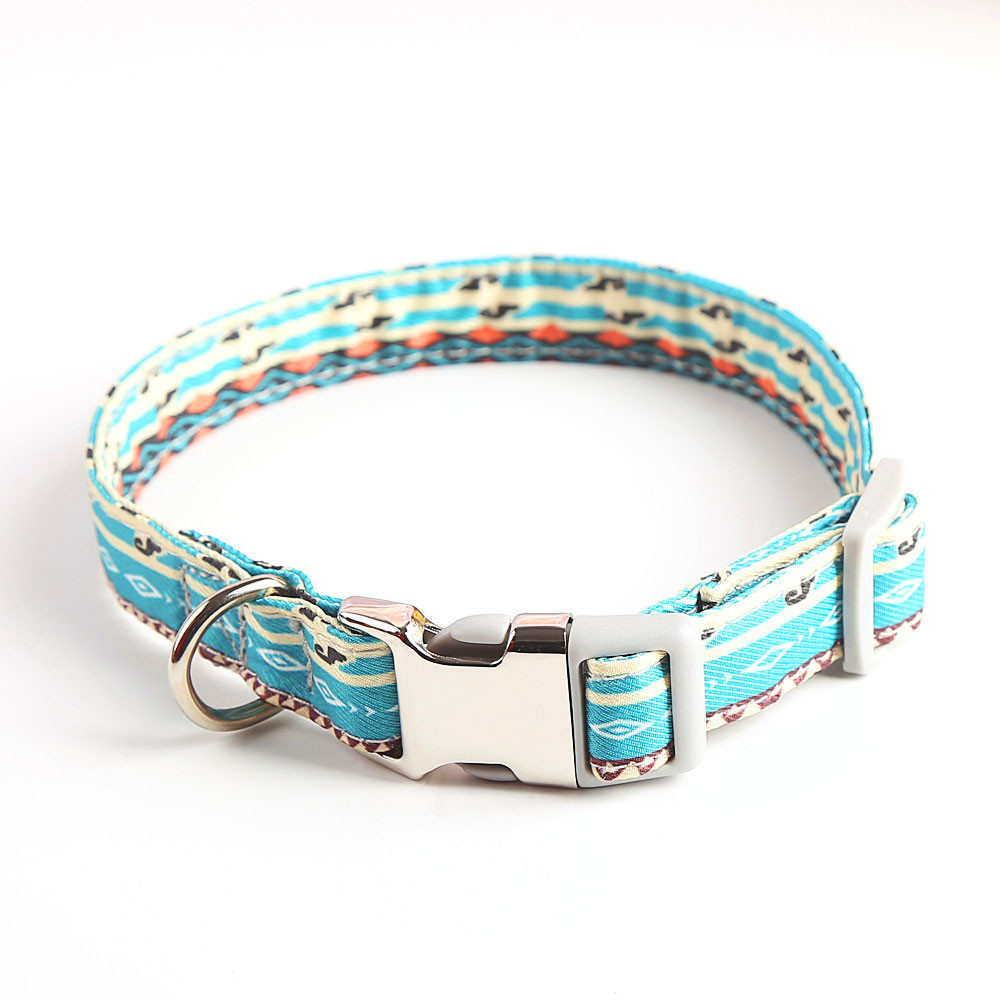 Silver Nameplate Buckle Personalized Puppy Collars Print Pattern For Dogs