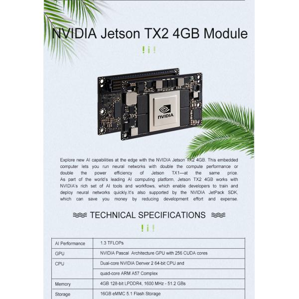 Rectangle Nvidia Jetson TX2 Developer Kit with 32GB eMMC 5.1 Storage and Network Chip