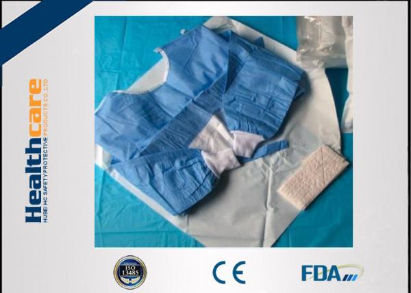 Cheap Biodegradable Disposable Surgical Gowns Medical Apparel With 4 Waist Belts Blue Color for sale