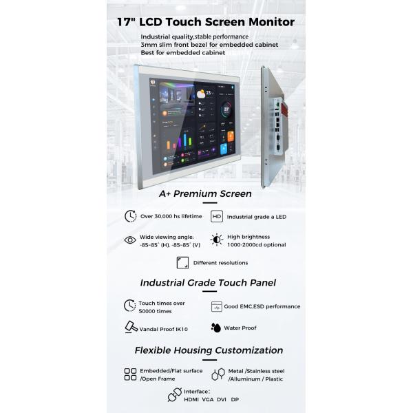 250 Cd/M2 Touch Screen Monitor 17 Inch For Self Service Terminals