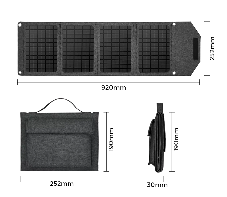 Foldable Design Solar Panel Charger 24W/30W For Laptop And Phone Outdoor Camping