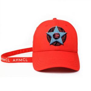 Quality ACE Headwear new arrival design red 6panel 3d Embroidery Star baseball caps hats wholesale