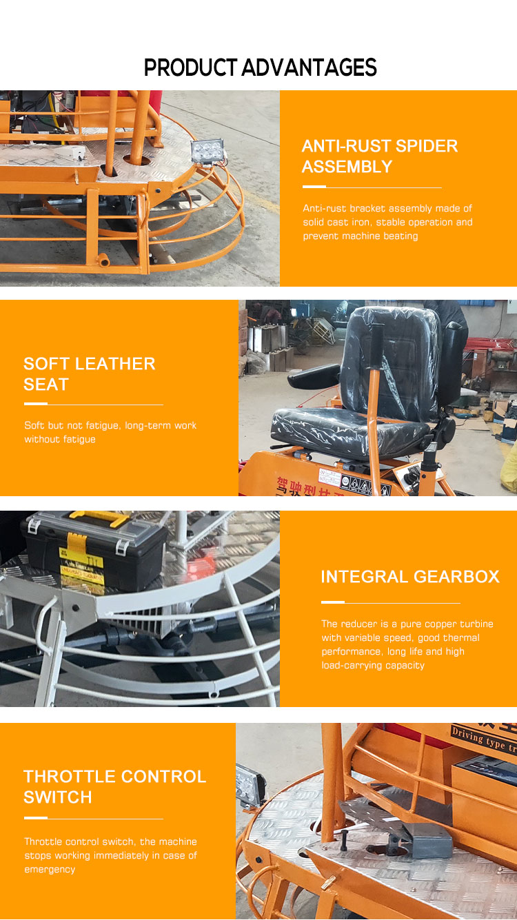 High Operating Efficiency Ride On Power Trowel Machine for Concrete Surface Finishing