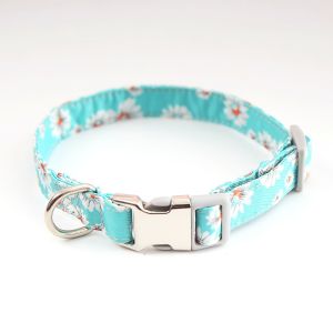 Silver Nameplate Buckle Personalized Puppy Collars Print Pattern For Dogs
